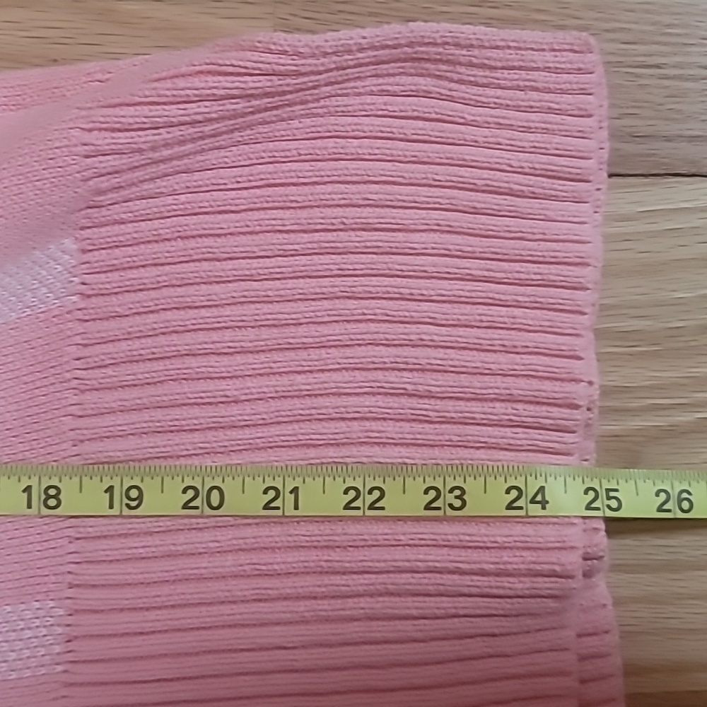 Pink and white mock neck sweater ribbed flare sleeves no tags see measurements - Picture 12 of 14